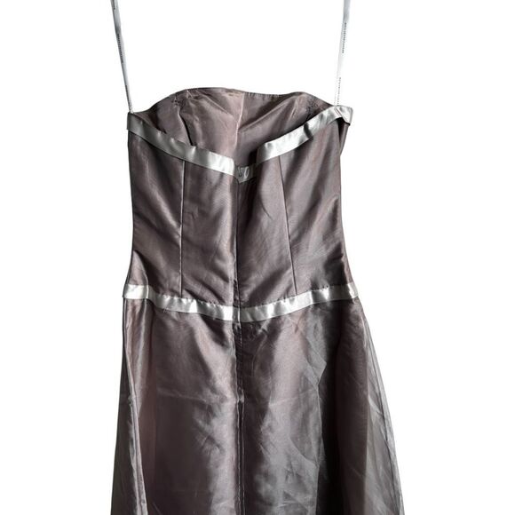 Dessy Collection Semi-Formal Dress Size 10 Fit and Flare Silver Tan Gray Cocktai - Picture 10 of 12